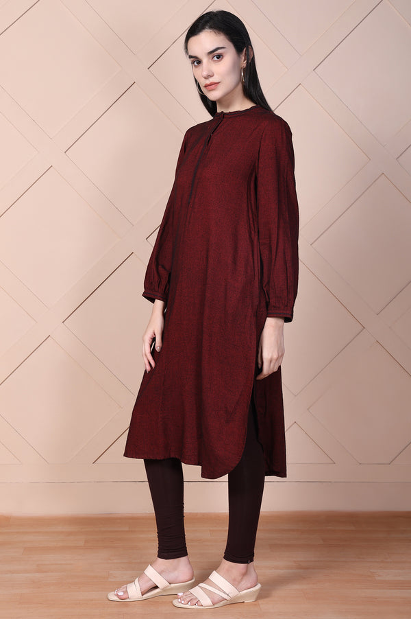 Maroon Solid Cotton Blend Skinny Fit Tights