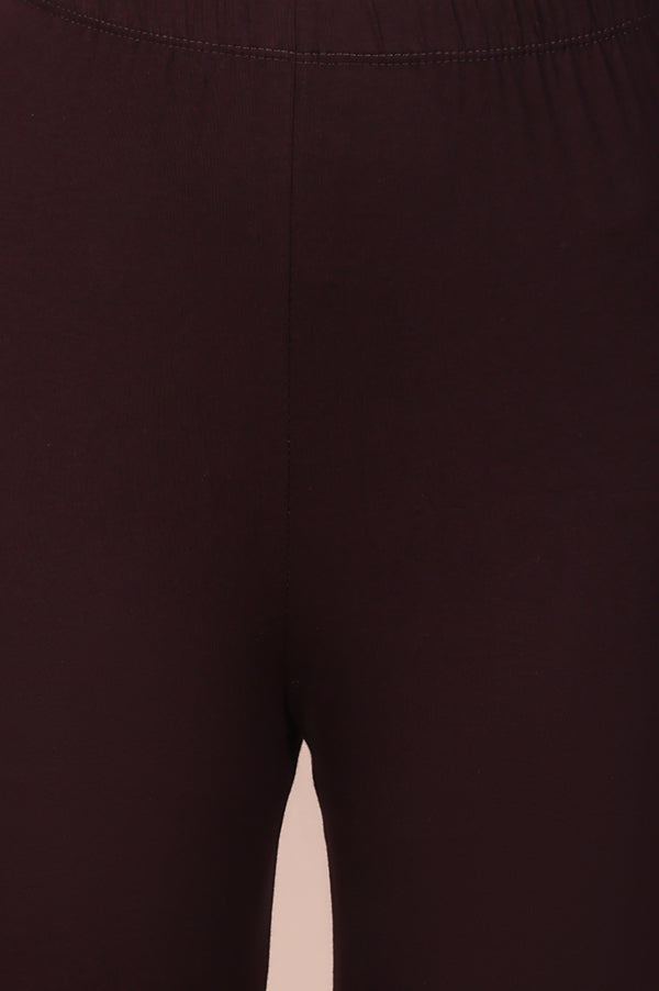 Maroon Solid Cotton Blend Skinny Fit Tights