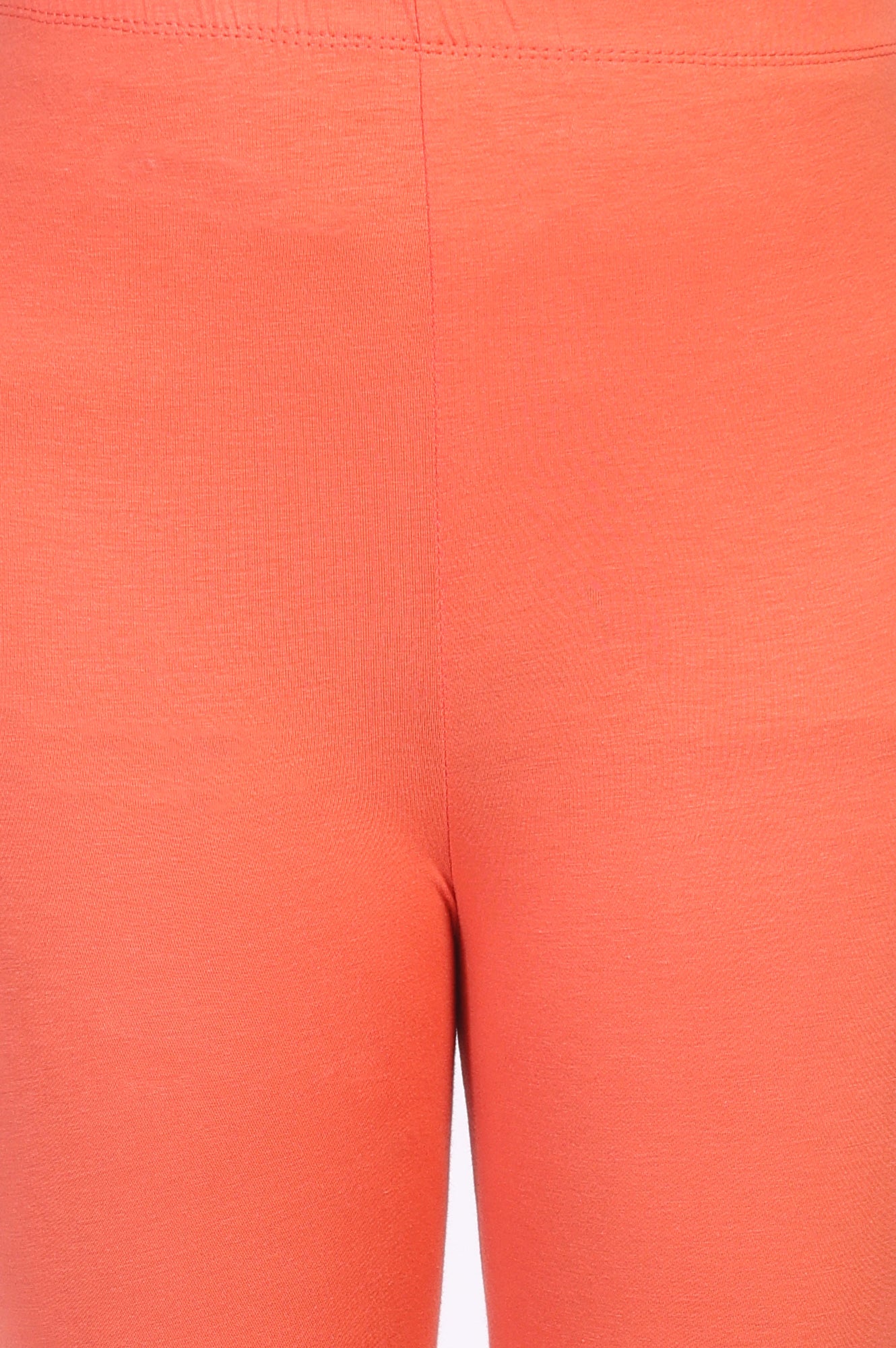 Orange Solid Ankle Length Cotton Tight