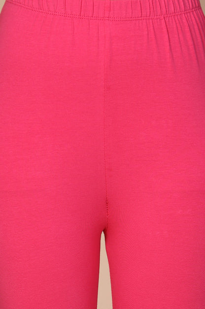 Pink Solid Skinny Fit Cotton Tight