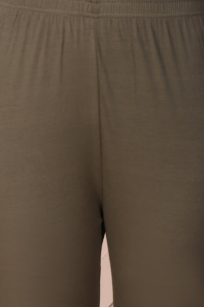 Olive Green Skinny Fit Ankle Length Cotton Tights