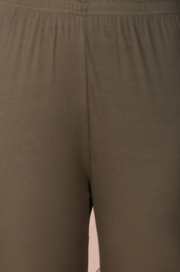 Olive Green Skinny Fit Ankle Length Cotton Tights