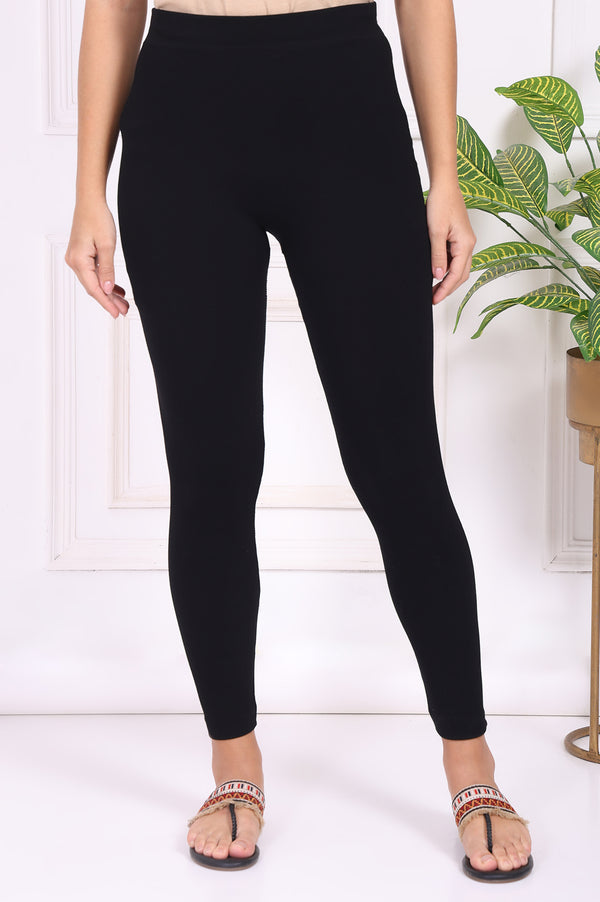 Black Textured Skinny Fit Tights
