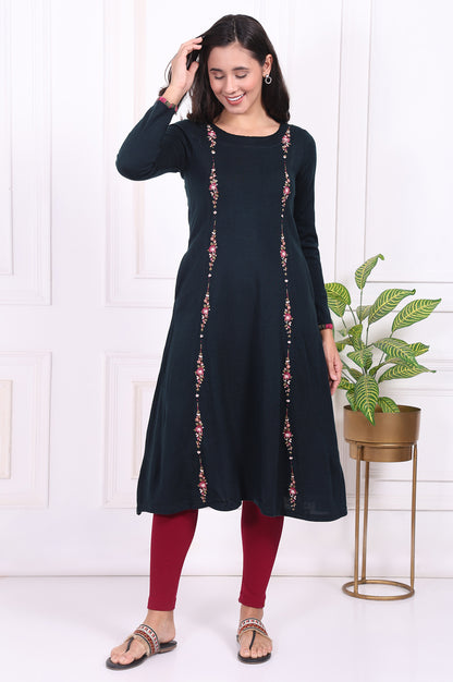 Maroon Textured Skinny Fit Tights