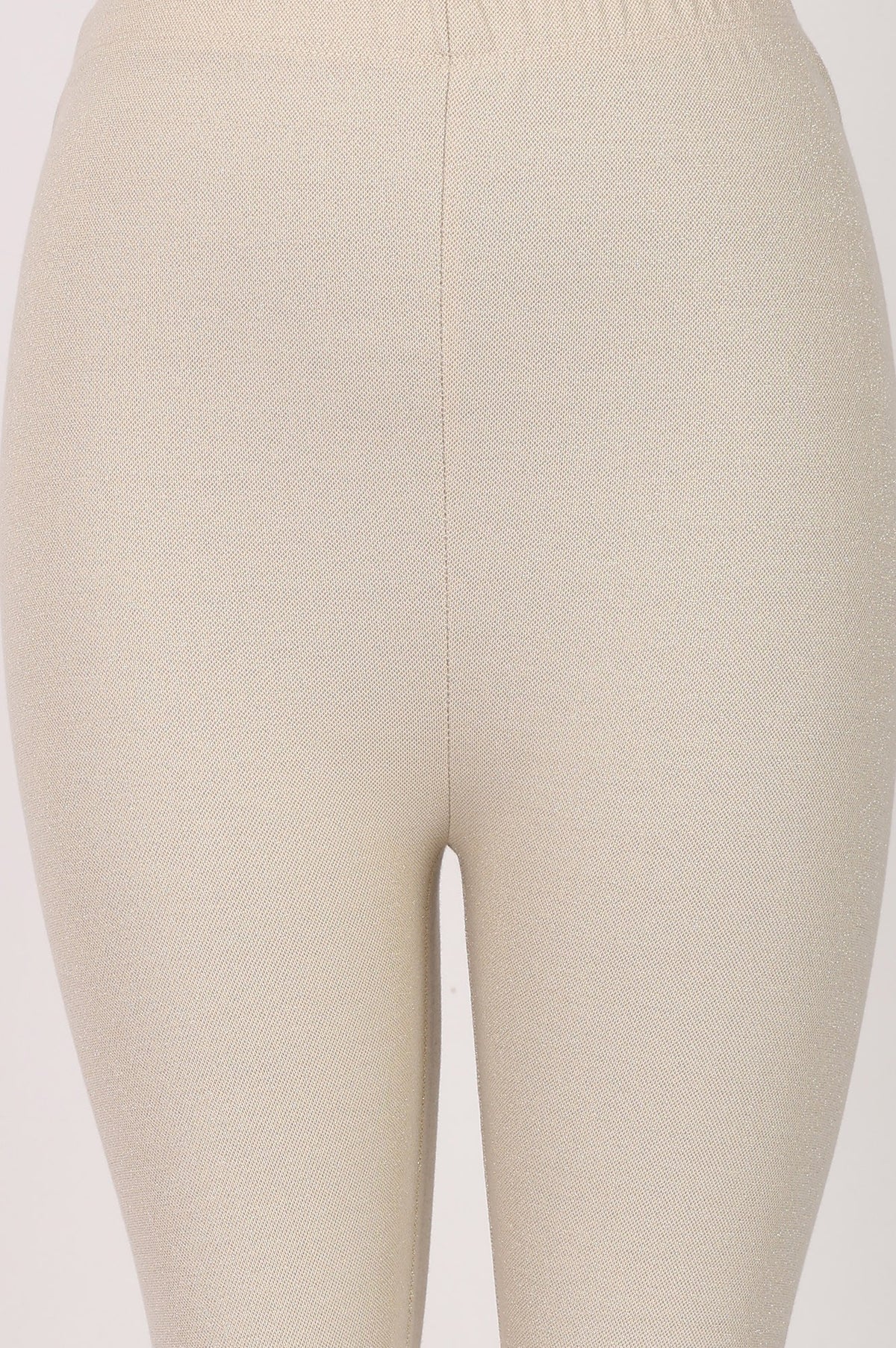 Light Beige Jacquard Ankle Length Leggings
