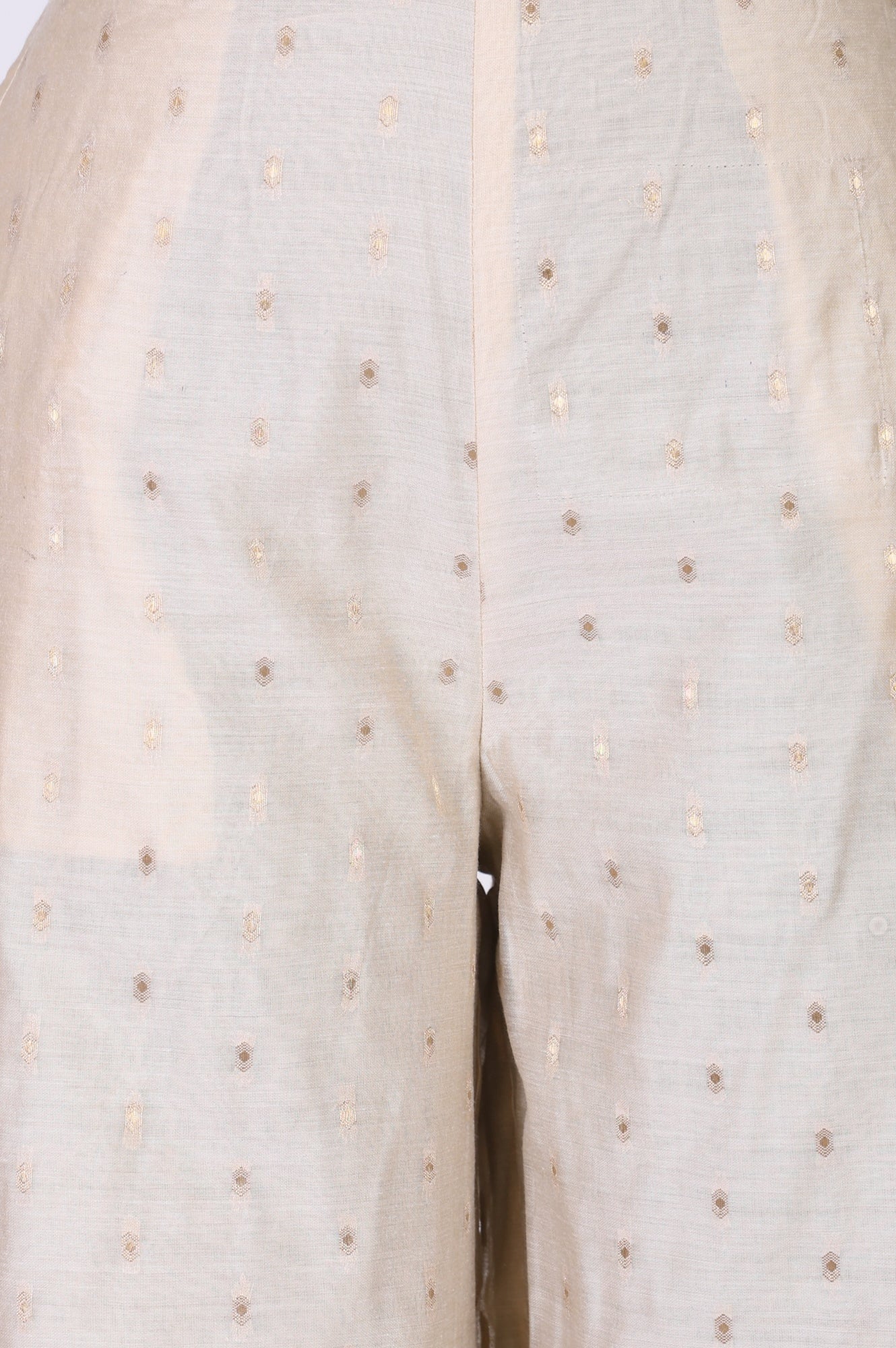 Cream Solid Chanderi Ankle Length Straight Pants