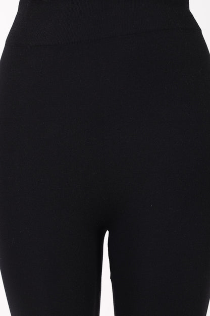 Black Solid Ankle Length Leggings