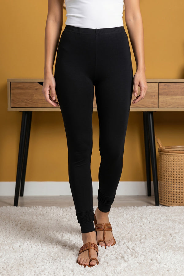White Pure Cotton Skinny Fit Ankle Length Leggings
