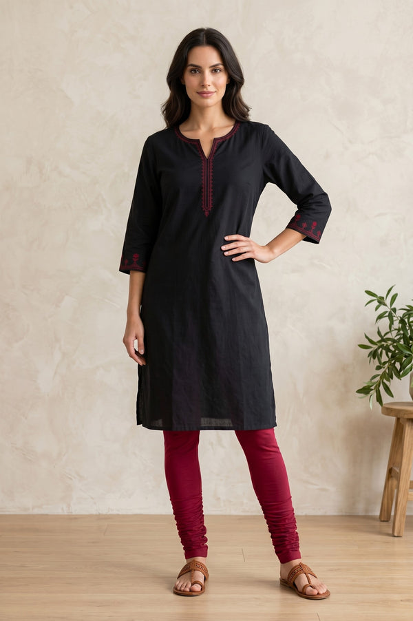Maroon Pure Cotton Skinny Fit Ankle Length Leggings
