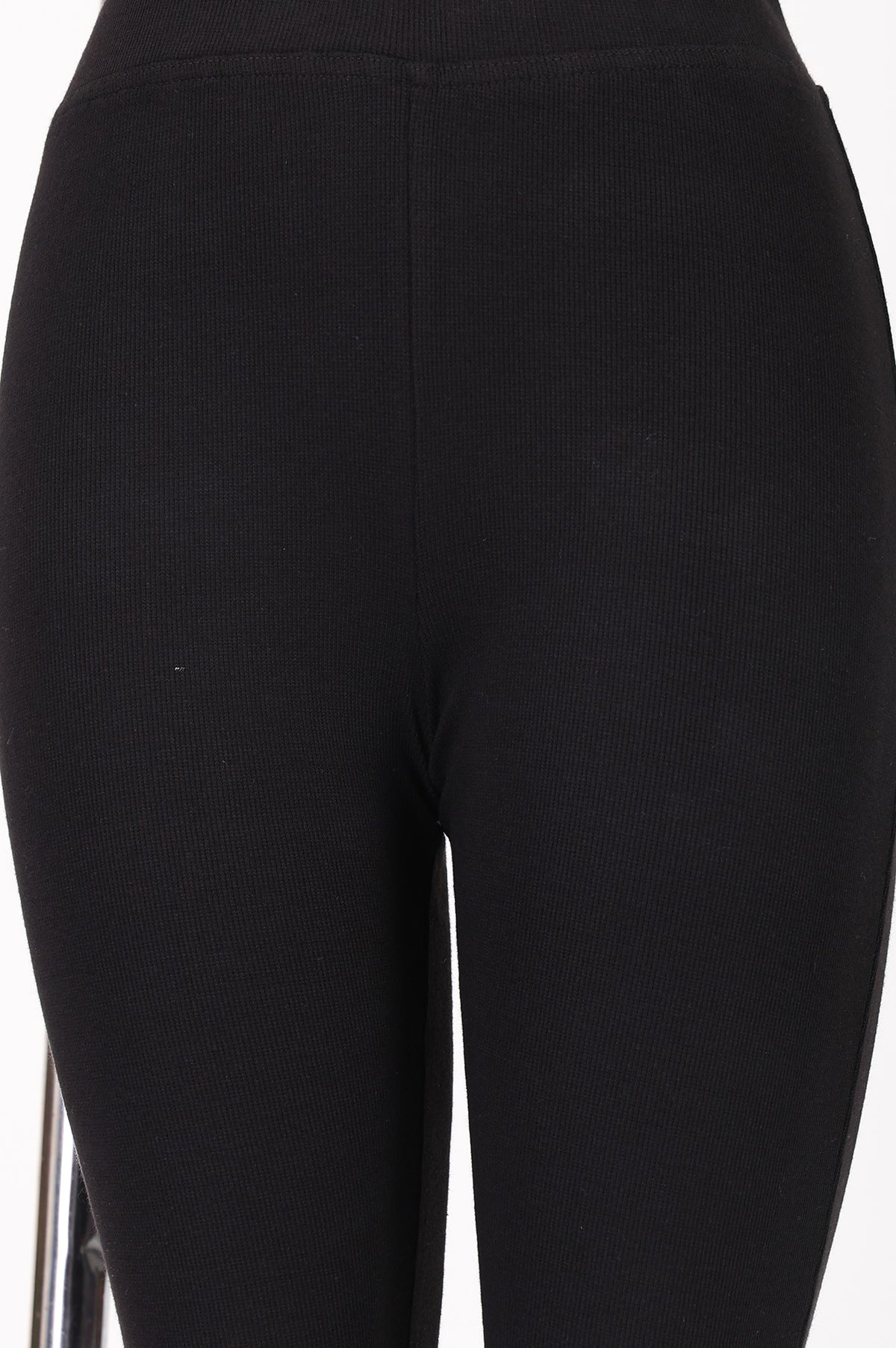 Black Pure Cotton Slim Fit Bell-Bottom Leggings