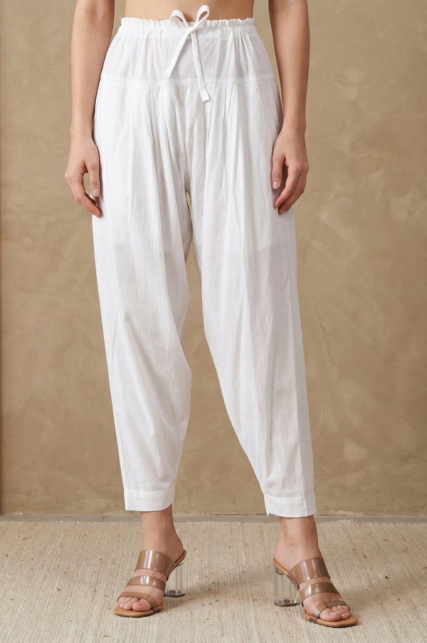 White Solid Rayon Ankle Length Afghani Salwar