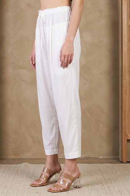White Solid Rayon Ankle Length Afghani Salwar
