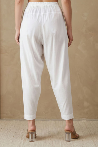 White Solid Rayon Ankle Length Afghani Salwar