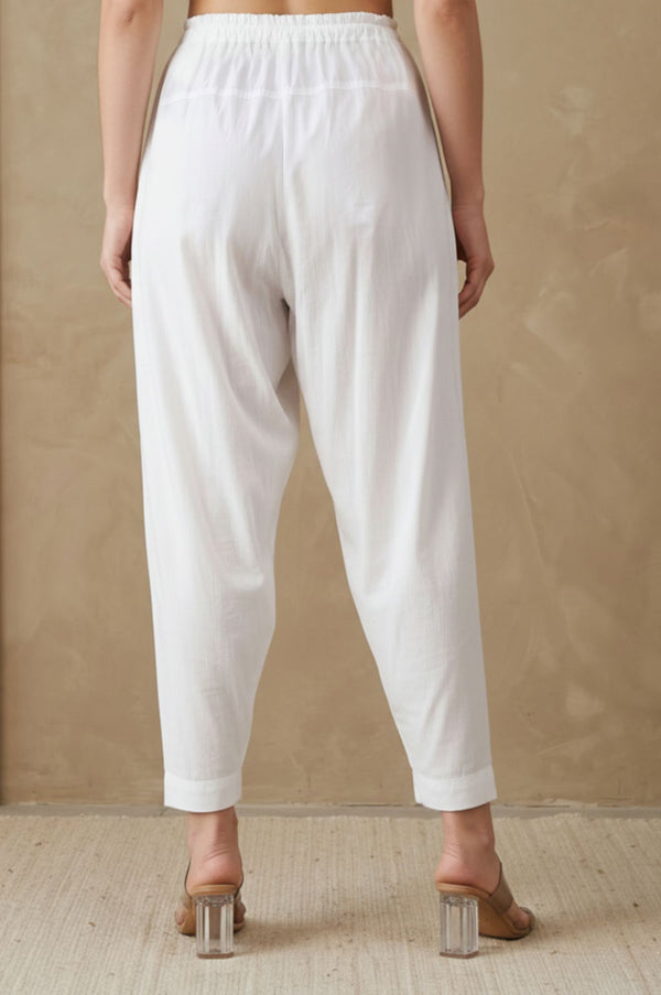 White Solid Rayon Ankle Length Afghani Salwar