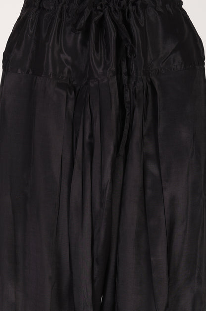 Black Relaxed Fit Patiala Salwar With Lace