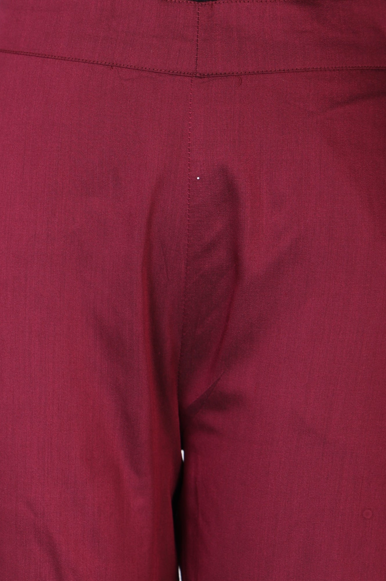 Burgundy Ethnic Motifs Foil Printed Ankle Length Tapered Trousers