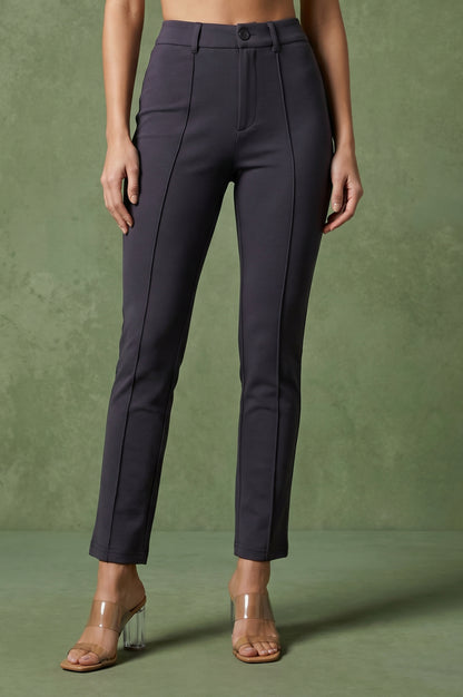 Charcoal Slim Fit Ankle Length Pants