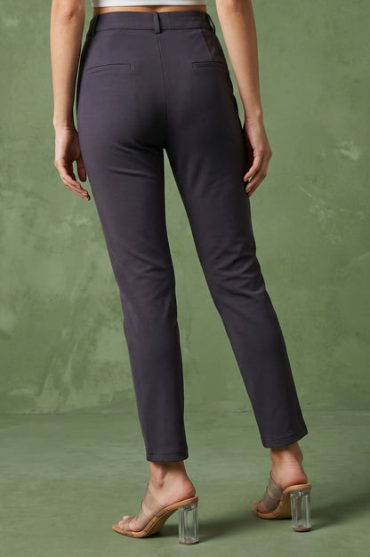 Charcoal Slim Fit Ankle Length Pants