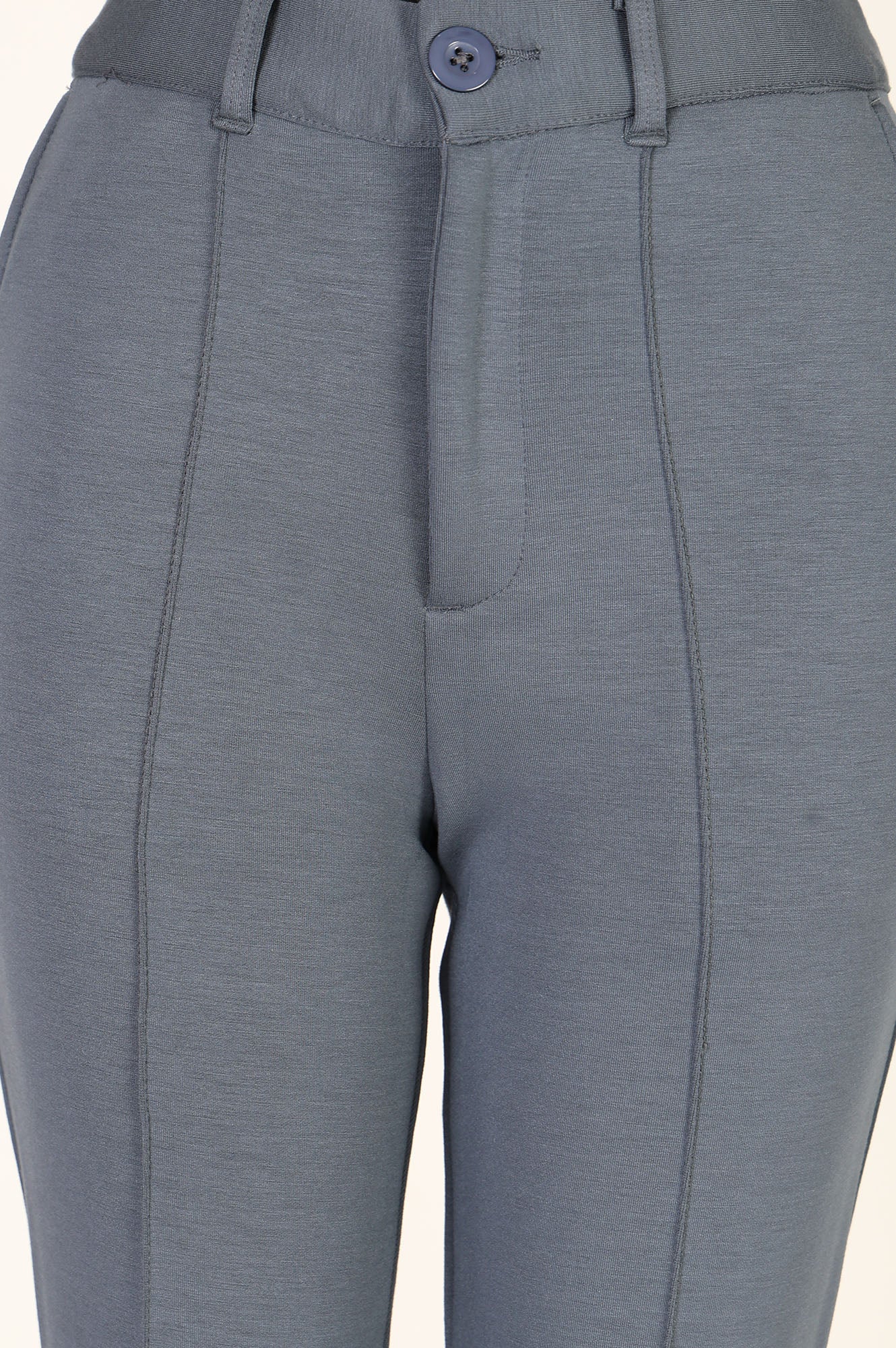 Grey Straight Fit Ankle Length Pants