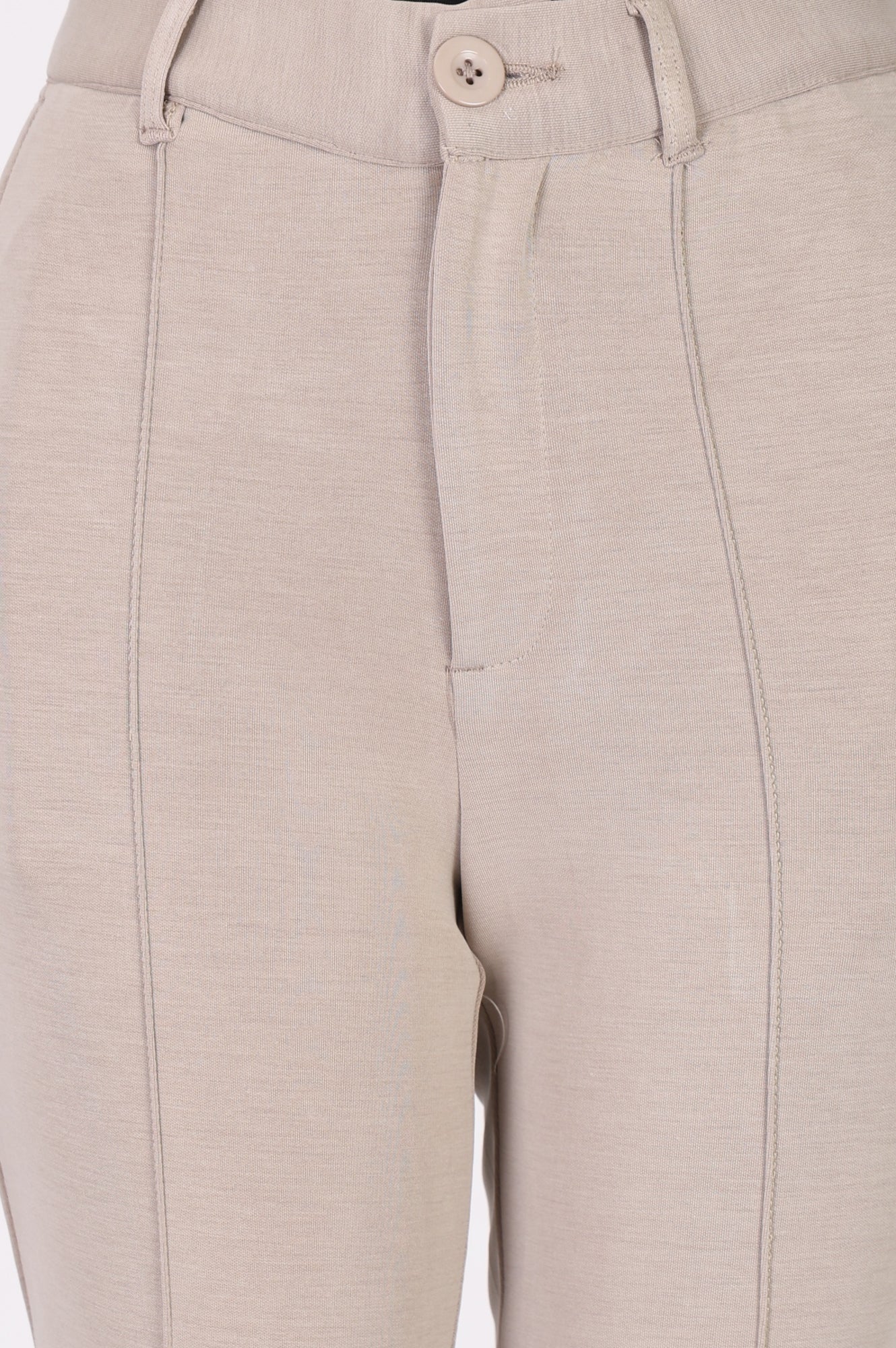 Beige Slim Fit Ankle Length Mid Rise Pants