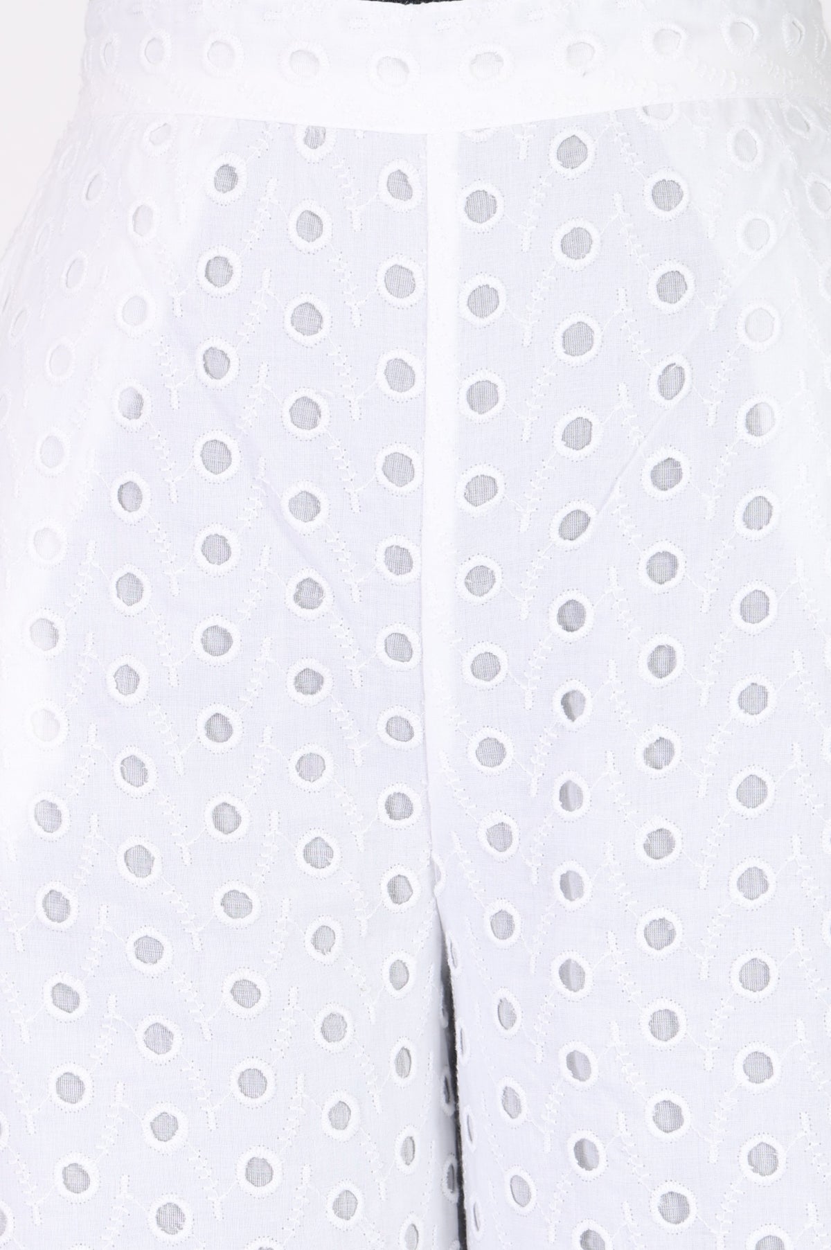 White Schiffily Pure Cotton Wide Leg Ankle Length Palazzo