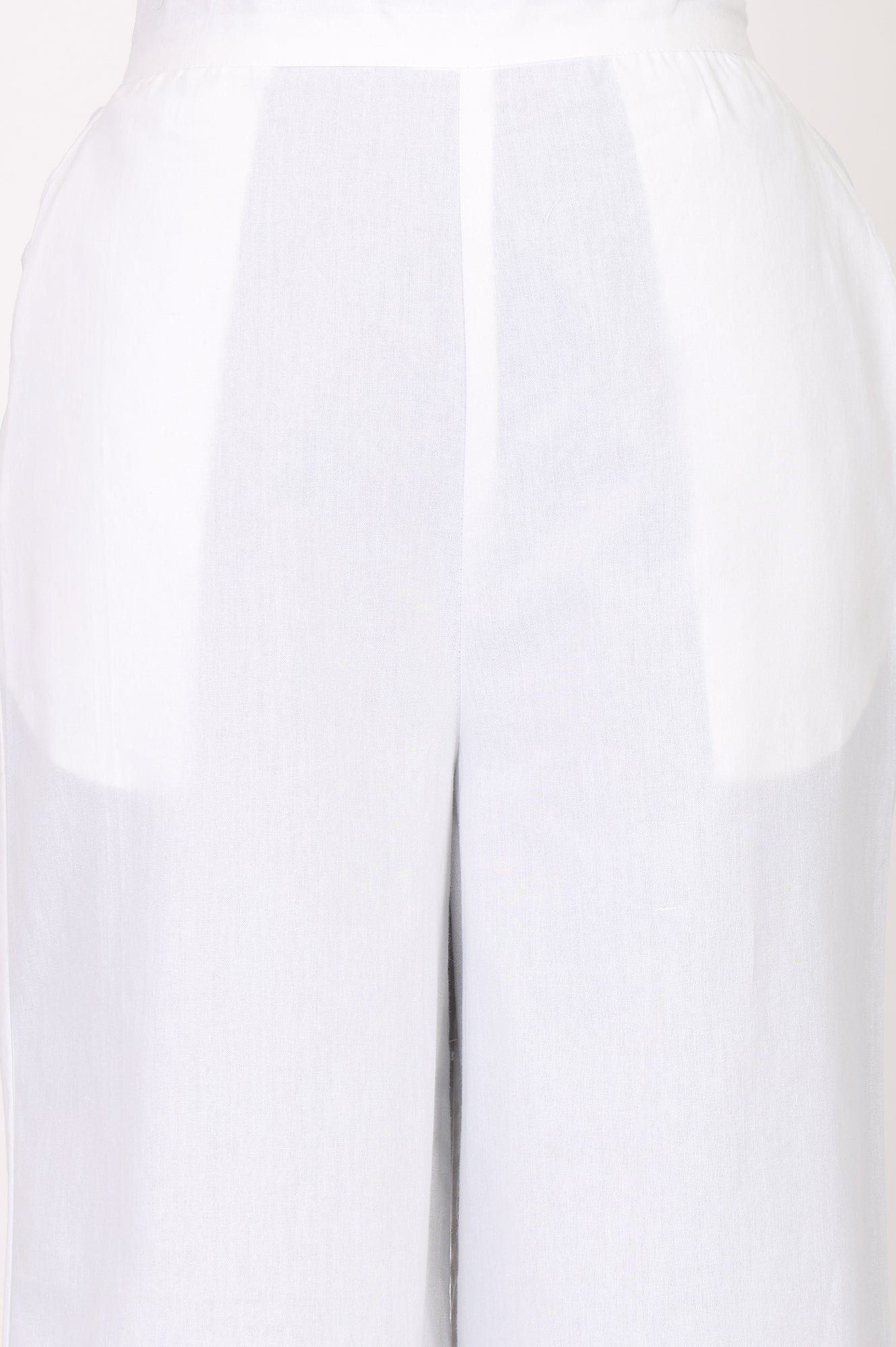 White Solid Schiffily Ankle Length Palazzo