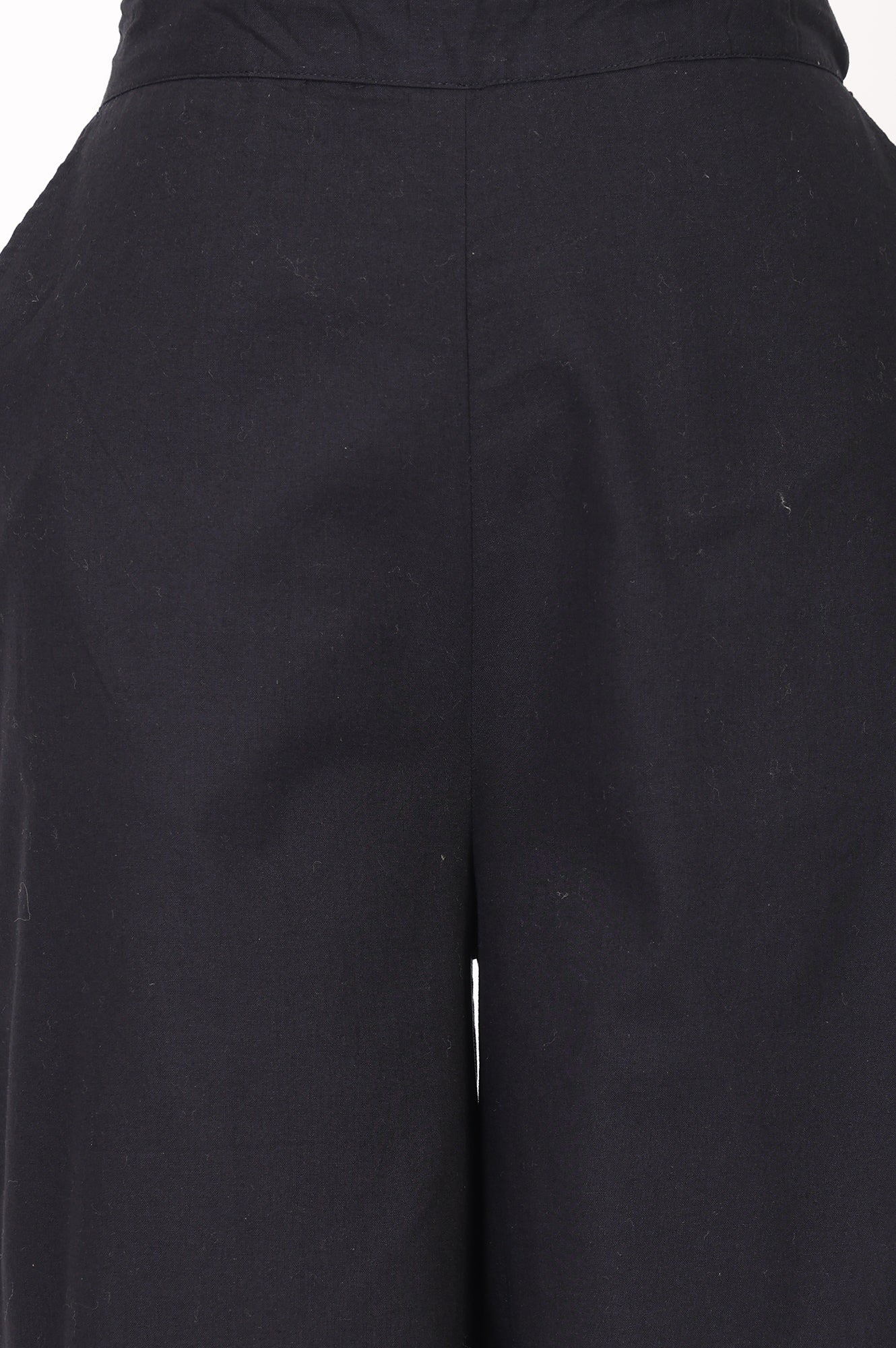 Black Solid Schiffily Ankle Length Palazzo