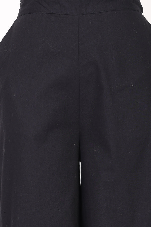 Black Solid Schiffily Ankle Length Palazzo