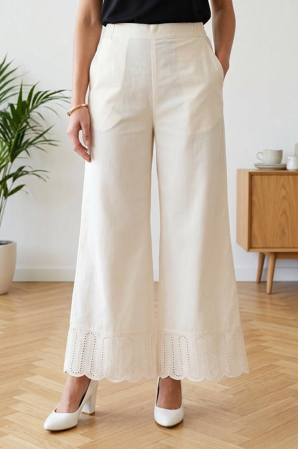 Off White Schiffily Ankle Length Palazzo