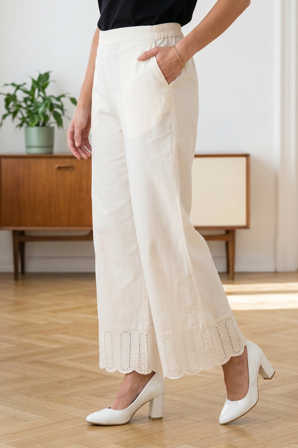 Off White Schiffily Ankle Length Palazzo