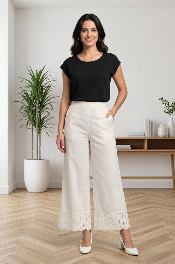Off White Schiffily Ankle Length Palazzo