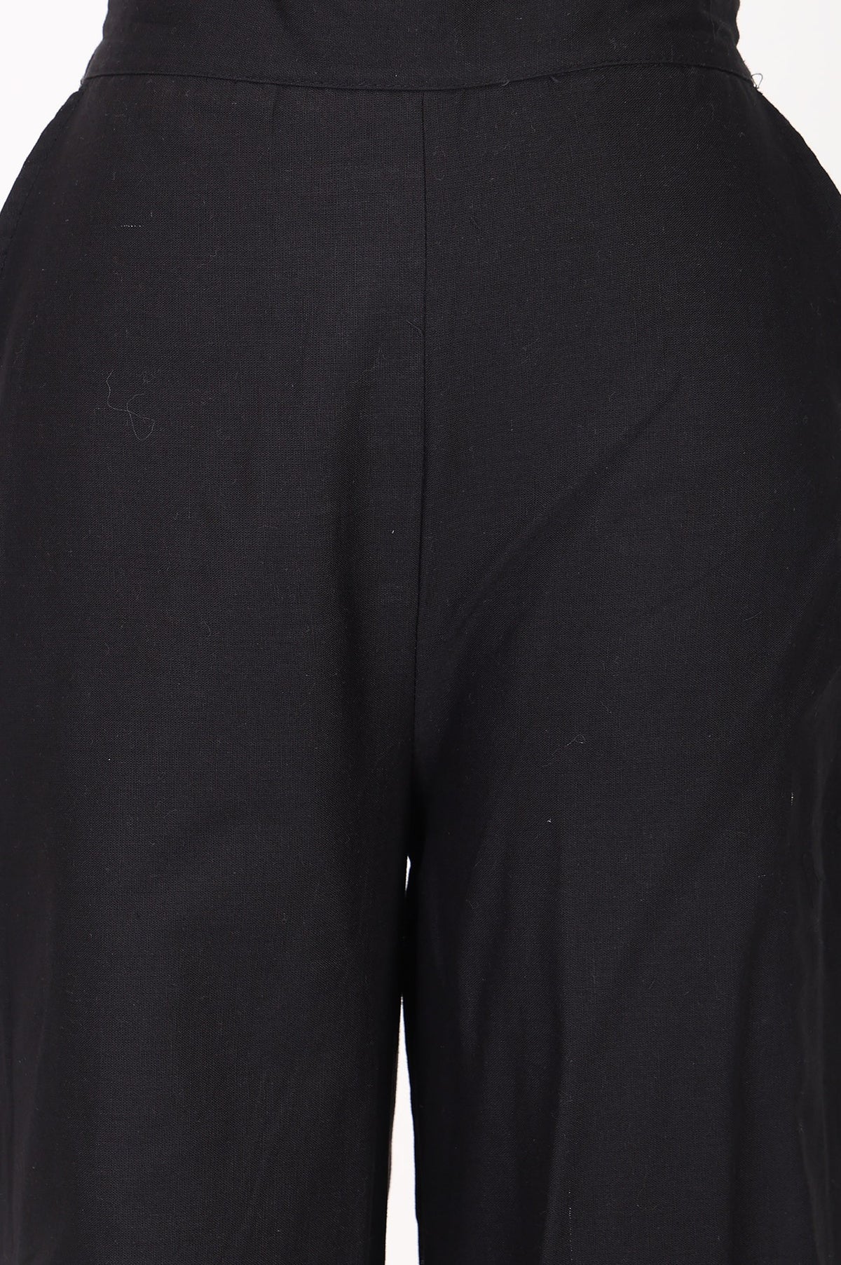 Black Pure Cotton Relaxed Fit Schiffli Palazzo