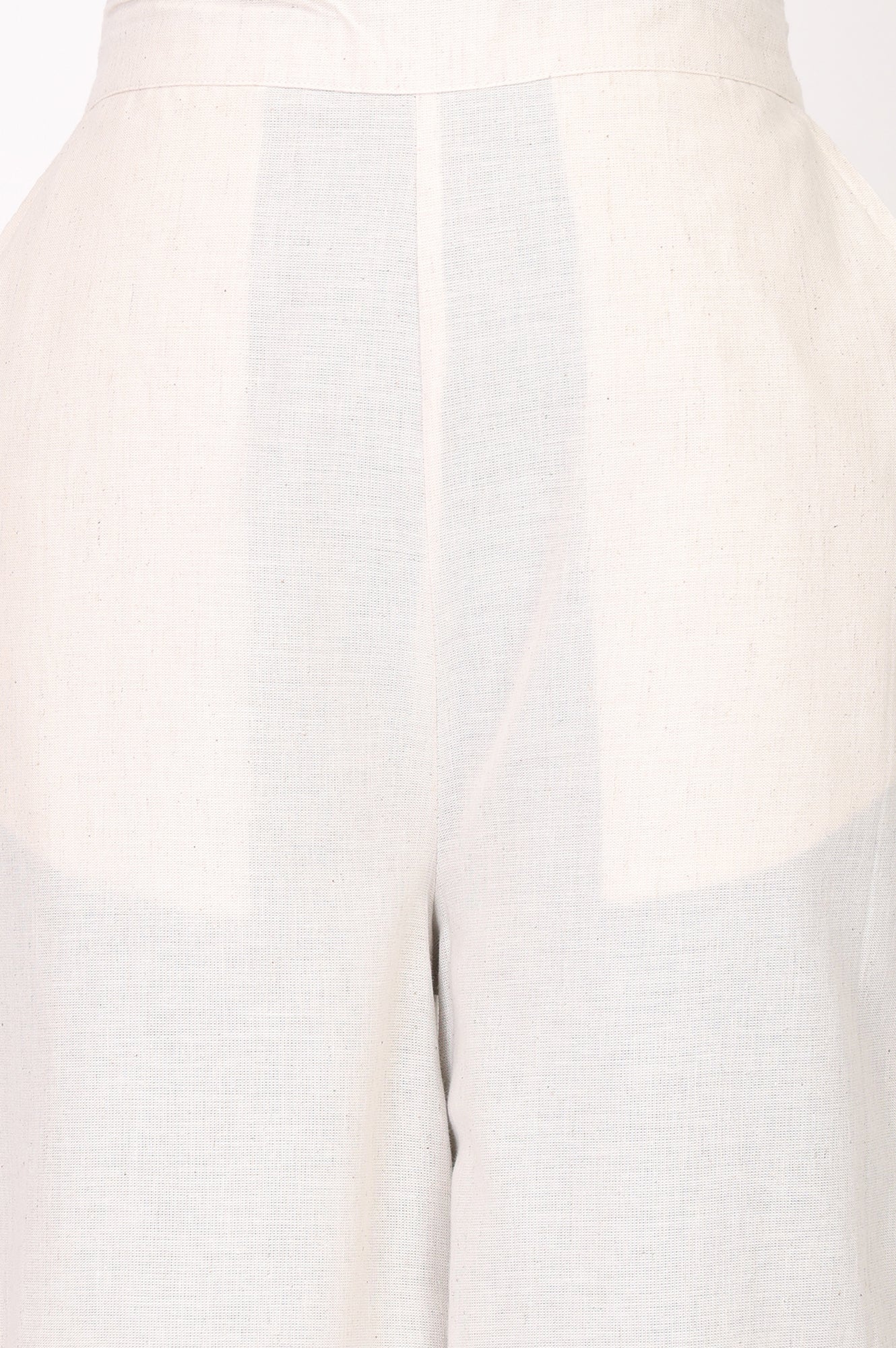 Off White Solid Schiffli Ankle Length Palazzo