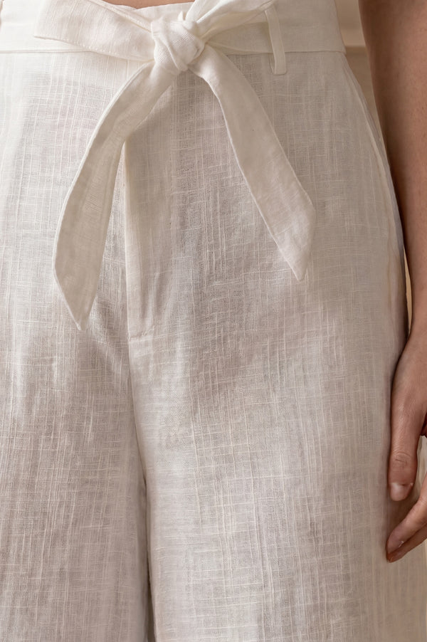 White Solid Rayon Wide Leg Palazzo