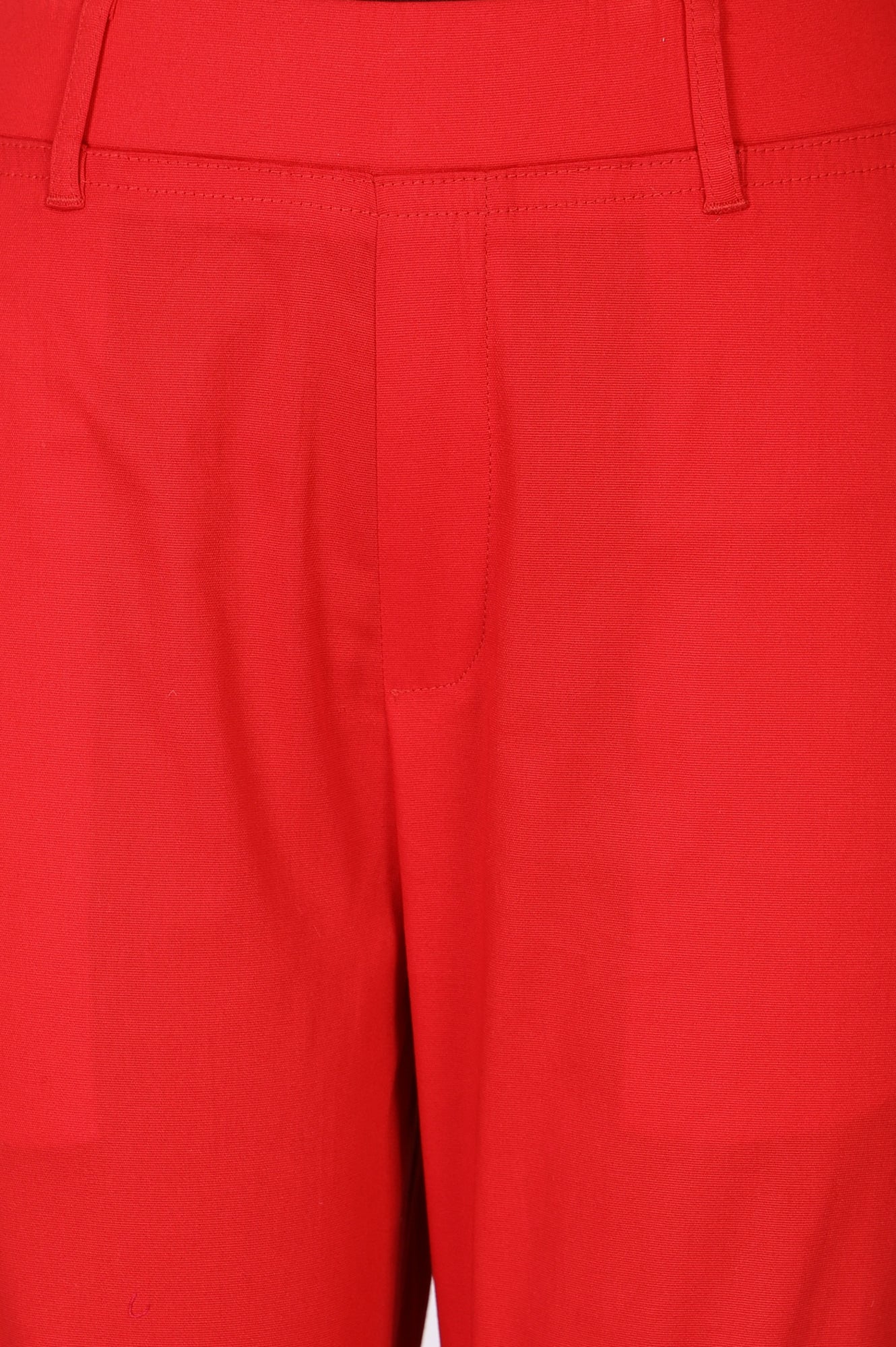 Red Solid Cotton Blend Slim Fit Ankle Length Trousers