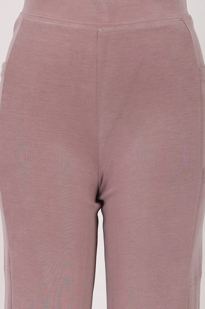 Pink Mid Rise Ankle Length Straight Fit Pants