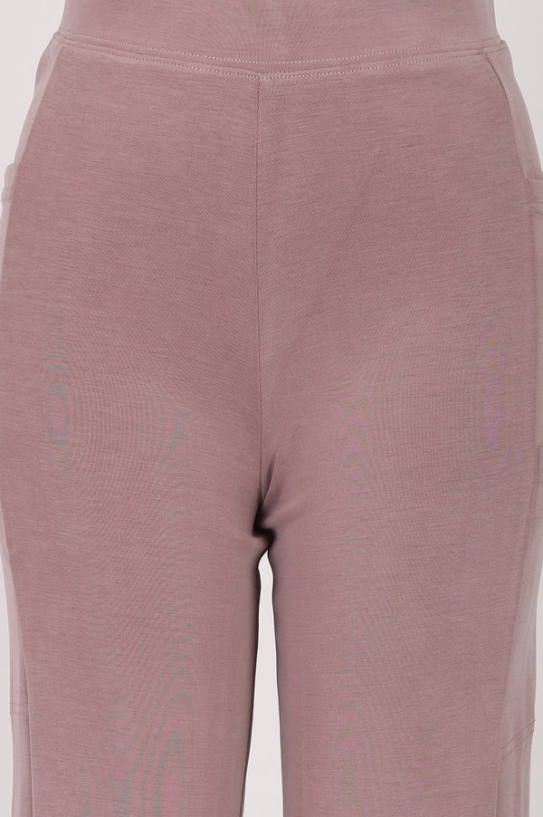 Pink Mid Rise Ankle Length Straight Fit Pants