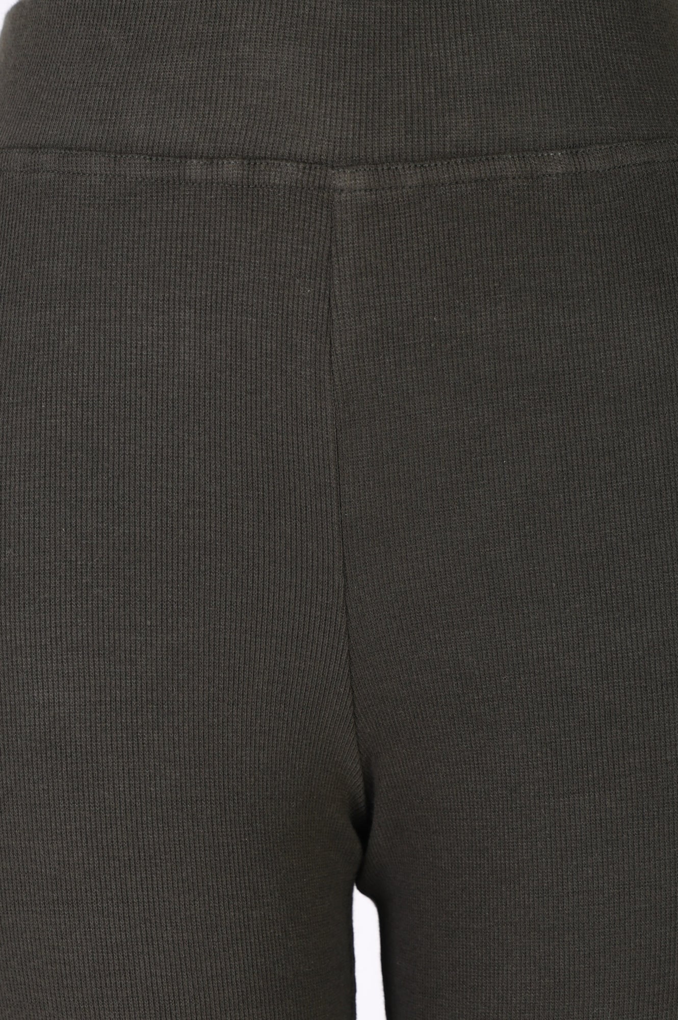 Olive Solid Cotton Blend Slim Fit Flared Pants