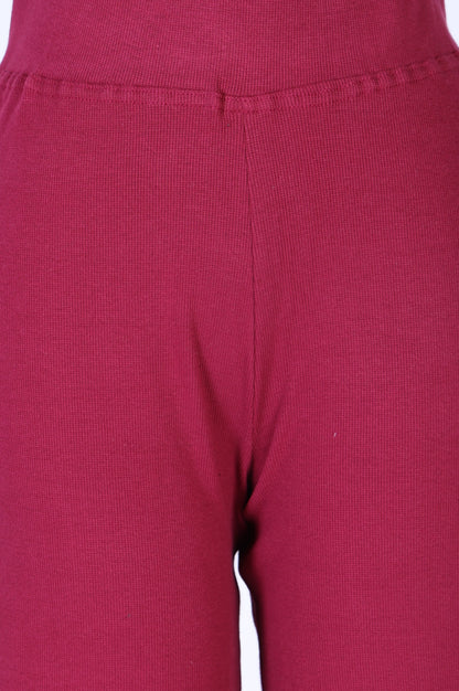 Magenta Solid Cotton Blend Ankle Length Flared Pants