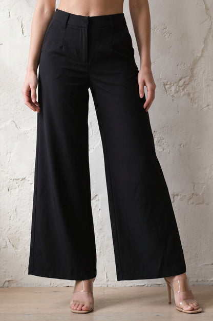 Black High Rise Wide-Leg Pants
