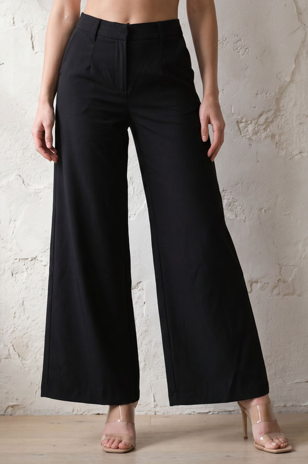 Black High Rise Wide-Leg Pants