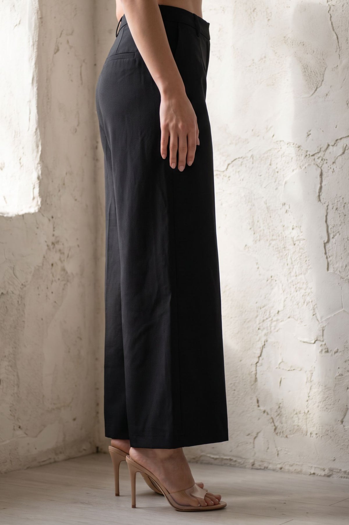 Black High Rise Wide-Leg Pants