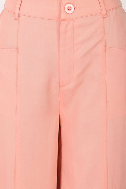 Peach Wide-Leg Ankle Length Palazzo Pants