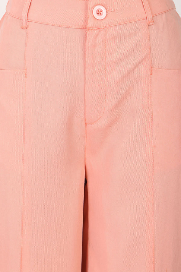 Peach Wide-Leg Ankle Length Palazzo Pants