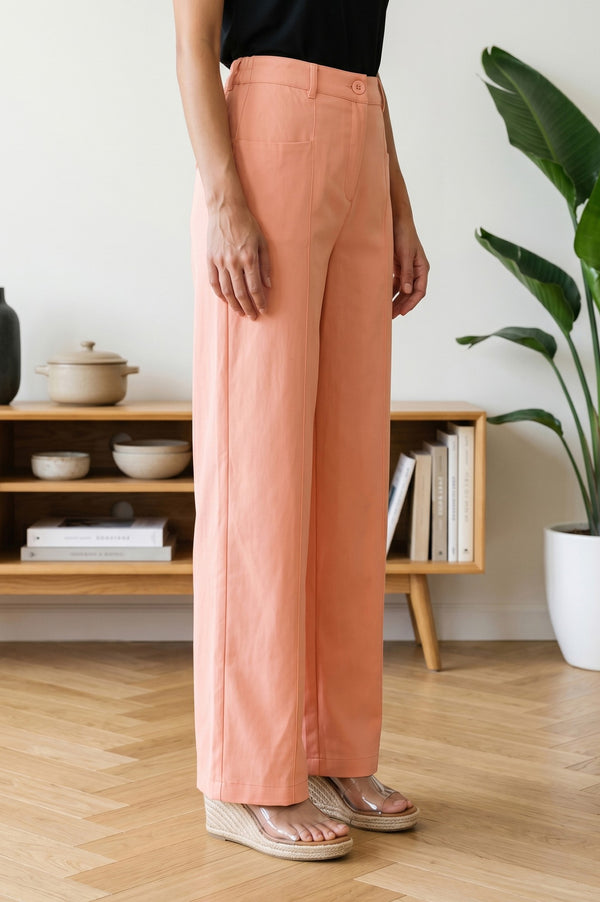 Peach Wide-Leg Ankle Length Palazzo Pants