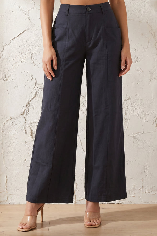 Charcoal Solid Cotton Linen Ankle Length Boss pant