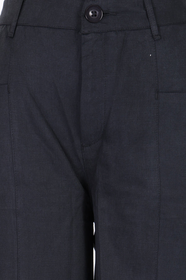 Charcoal Solid Cotton Linen Ankle Length Boss pant
