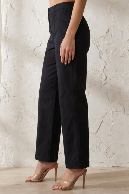 Charcoal Solid Cotton Linen Ankle Length Boss pant