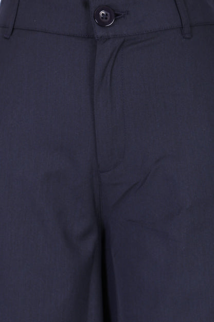 Navy Blue Wide-Leg Ankle Length Pants