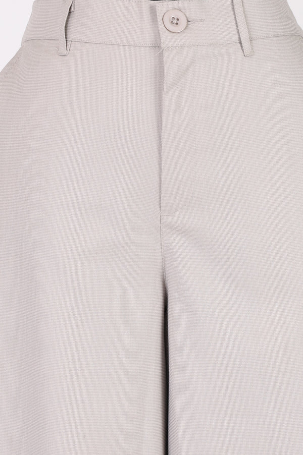 Beige Solid Ankle Length High Rise Boss pant